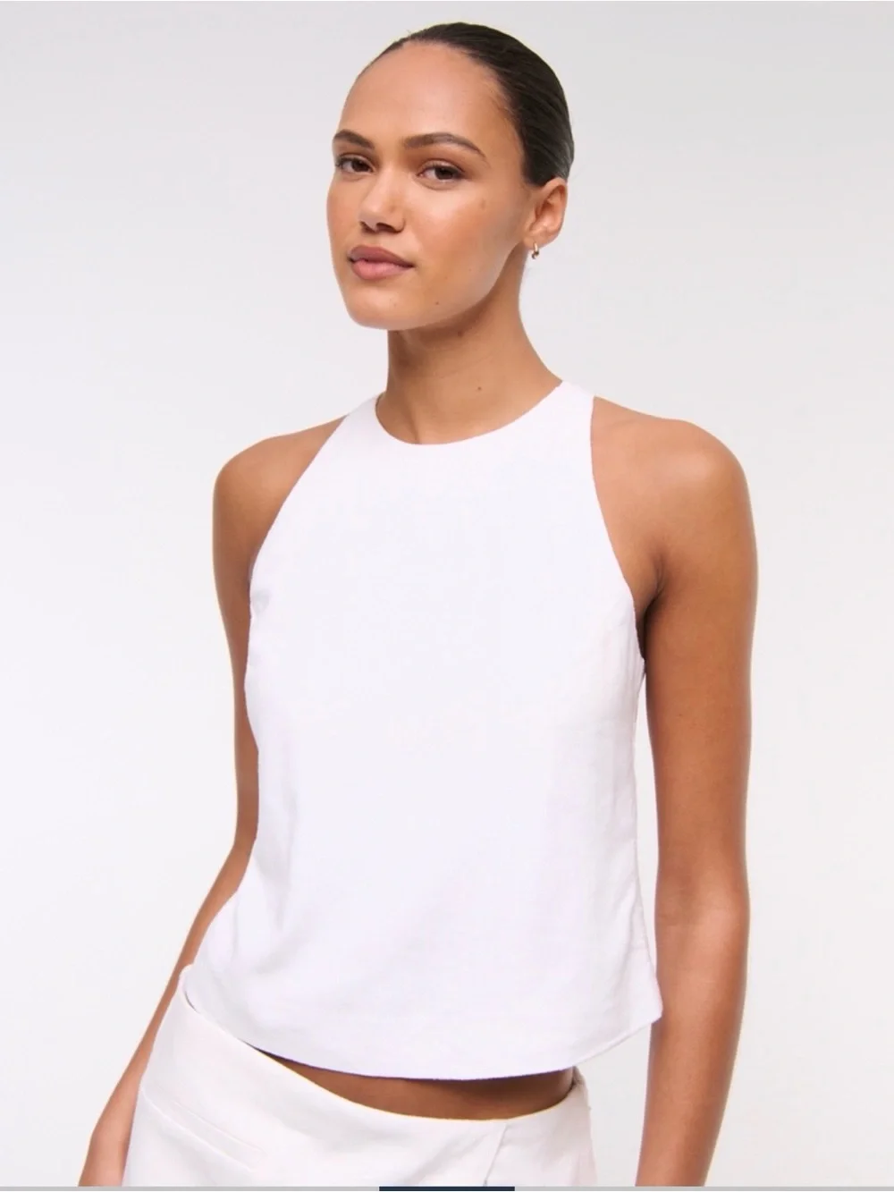 Abercrombie & Fitch White Linen-Blend Open-Back Set Top Size Medium NWT 🛍️ - Picture 2 of 6